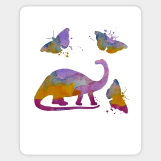 Long Neck Dinosaur, Sauropod, Brontosaurus, Dino, Art Butterflies Sticker